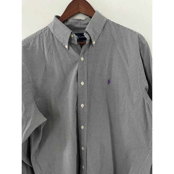 Ralph Lauren Black Checked Poplin Shirt Classic Fit sz 16.5 - Picture 2 of 3